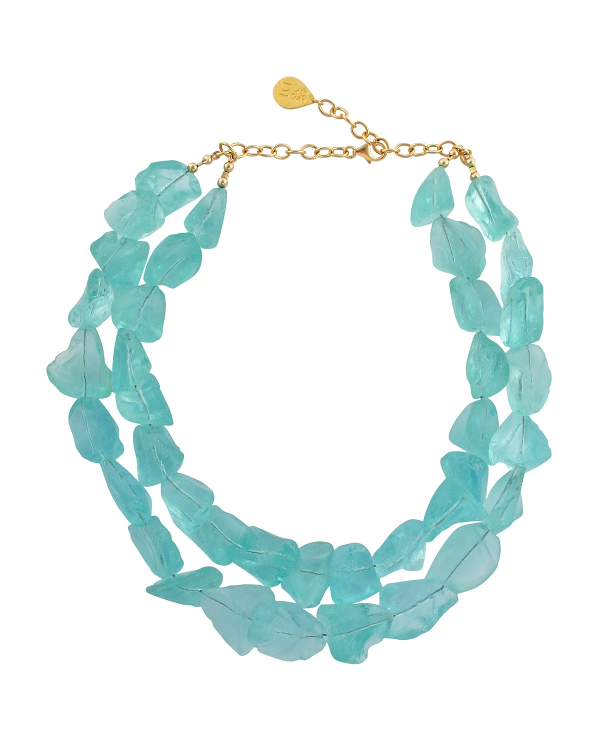 Devon Leigh Double-Strand Raw Quartz Necklace, Blue