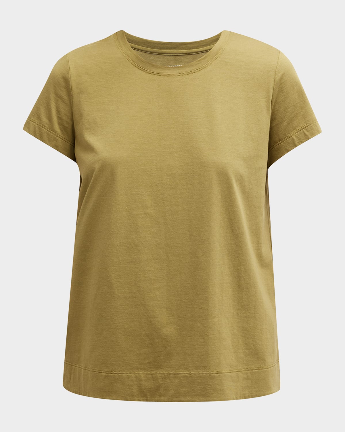 Lafayette 148 Modern Short-sleeve Cotton Jersey Tee In Chive