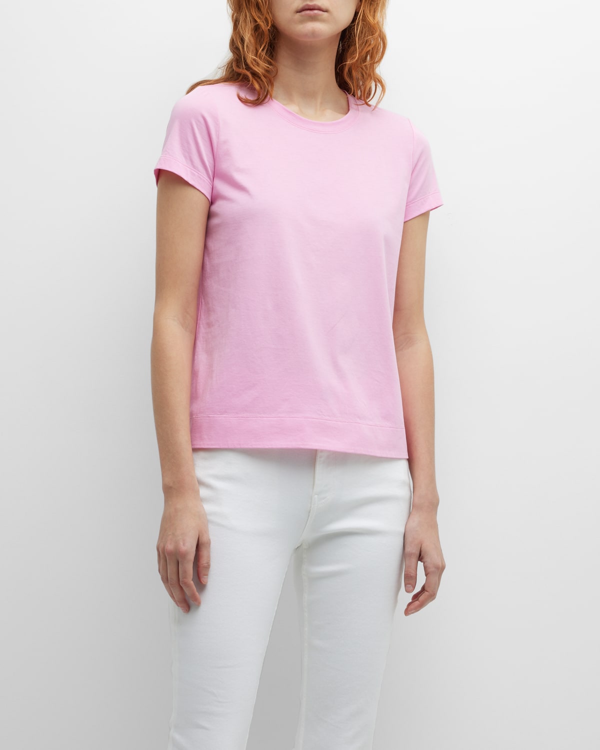 Lafayette 148 Modern Short-sleeve Cotton Jersey Tee In Pink Madder