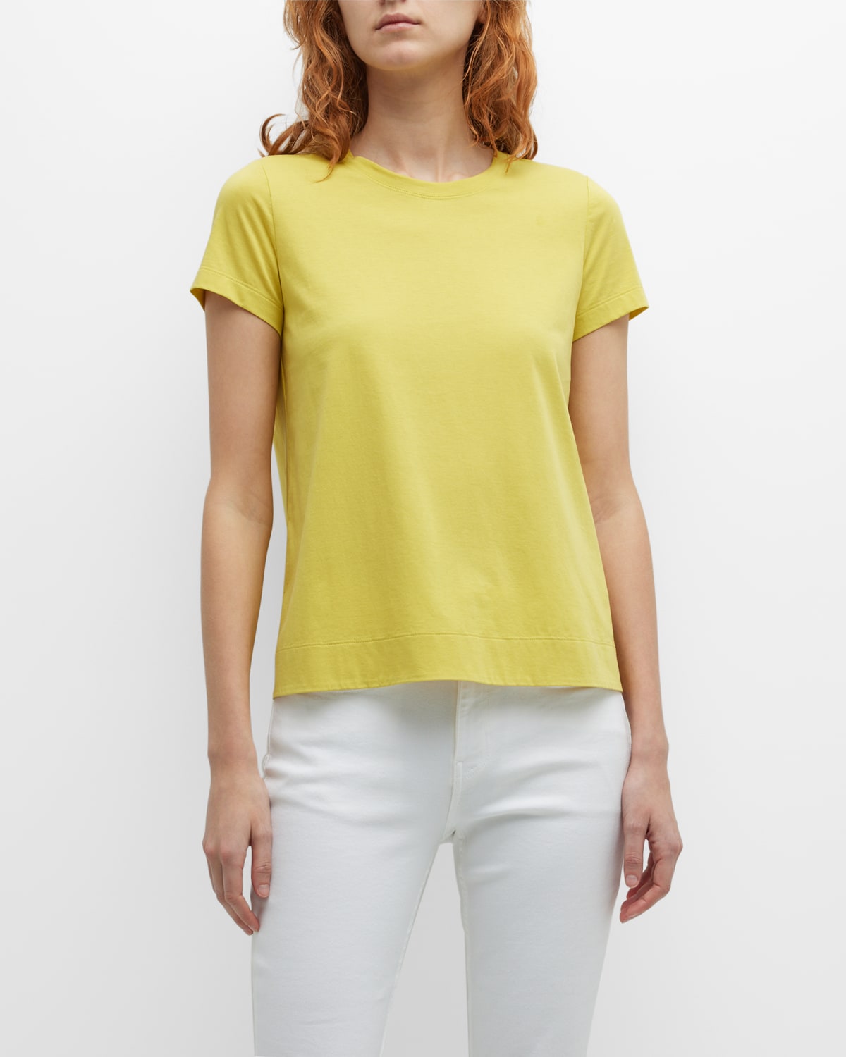 Lafayette 148 Cotton Jersey Modern Tee In Bright Citrine