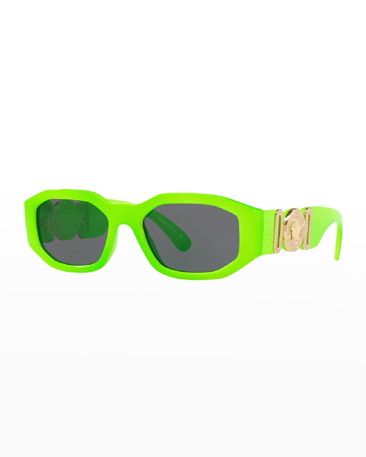 Versace Men's Geometric Propionate Sunglasses In Lime Green