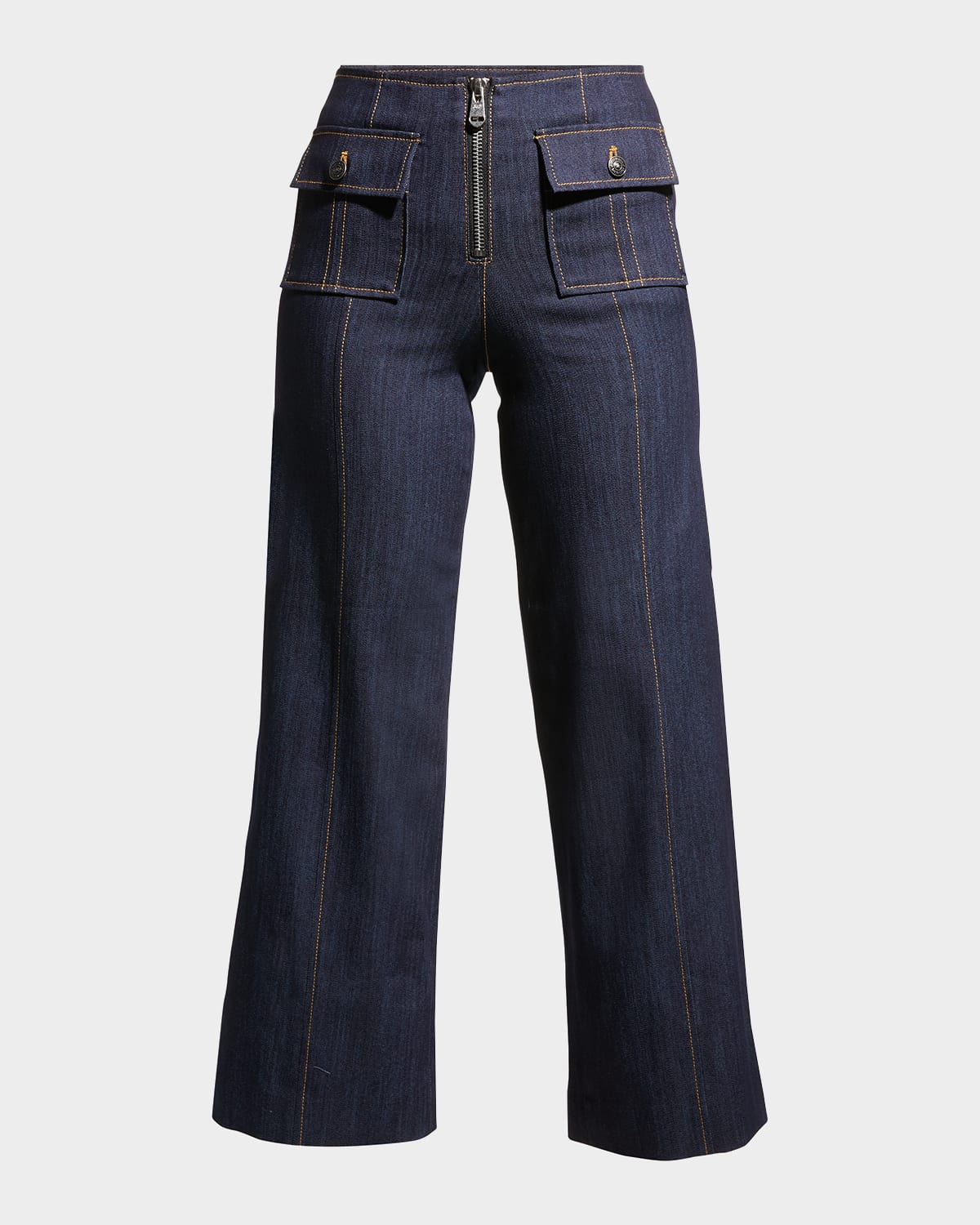 Azure Wide-Leg Stitched Pants