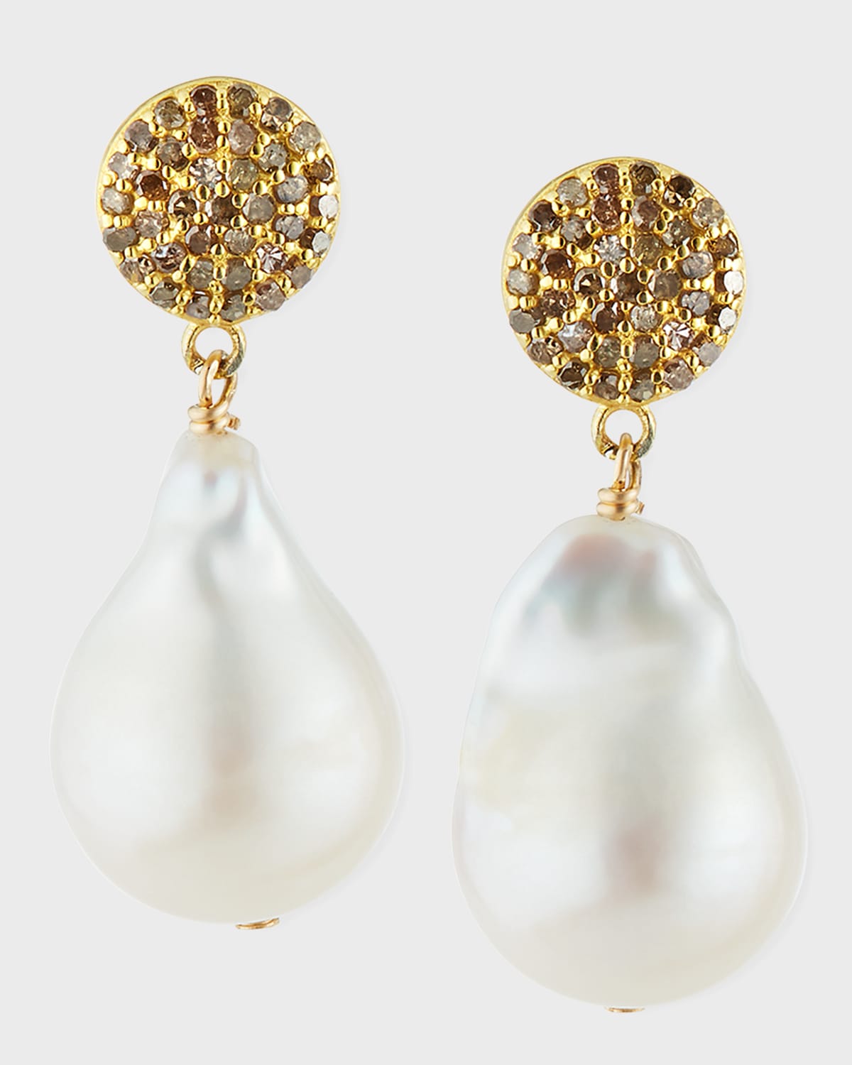 Diamond & Baroque Pearl Drop Earrings