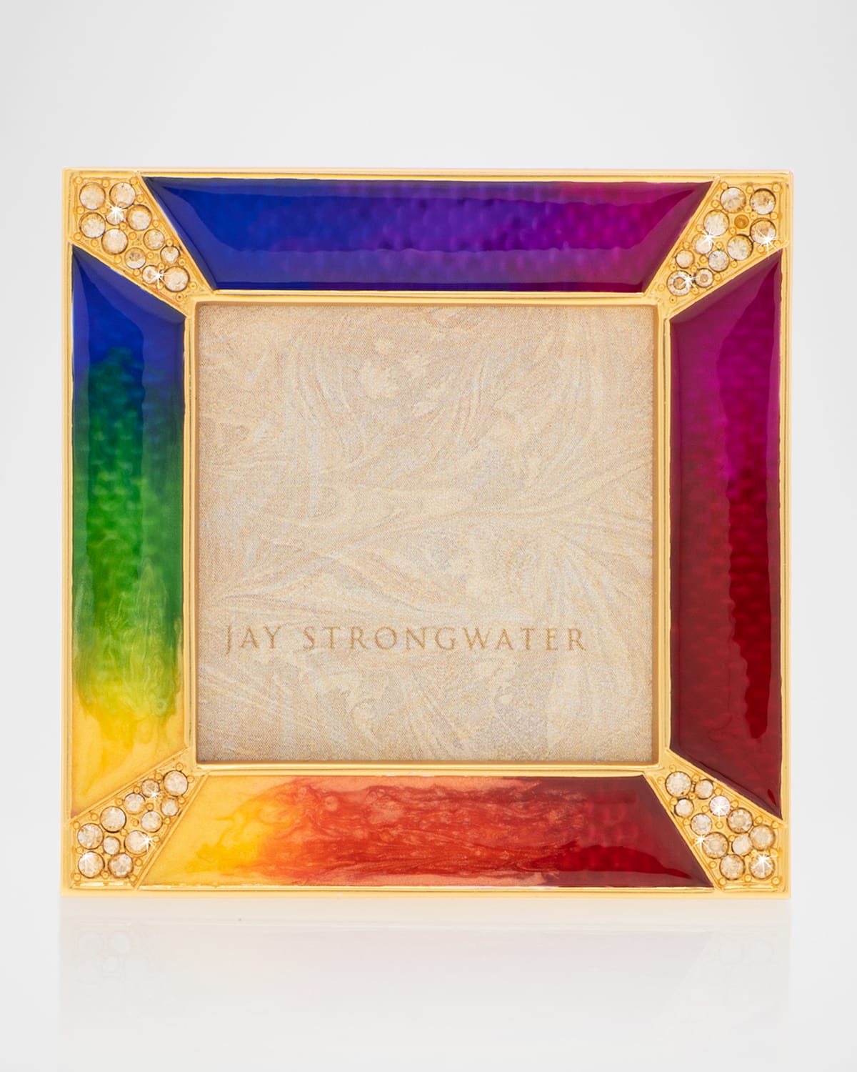 Jay Strongwater Pop Life Leland Pavé 14k Goldplated, Swarovski Crystal & Enamel Corner Square Frame In Multi