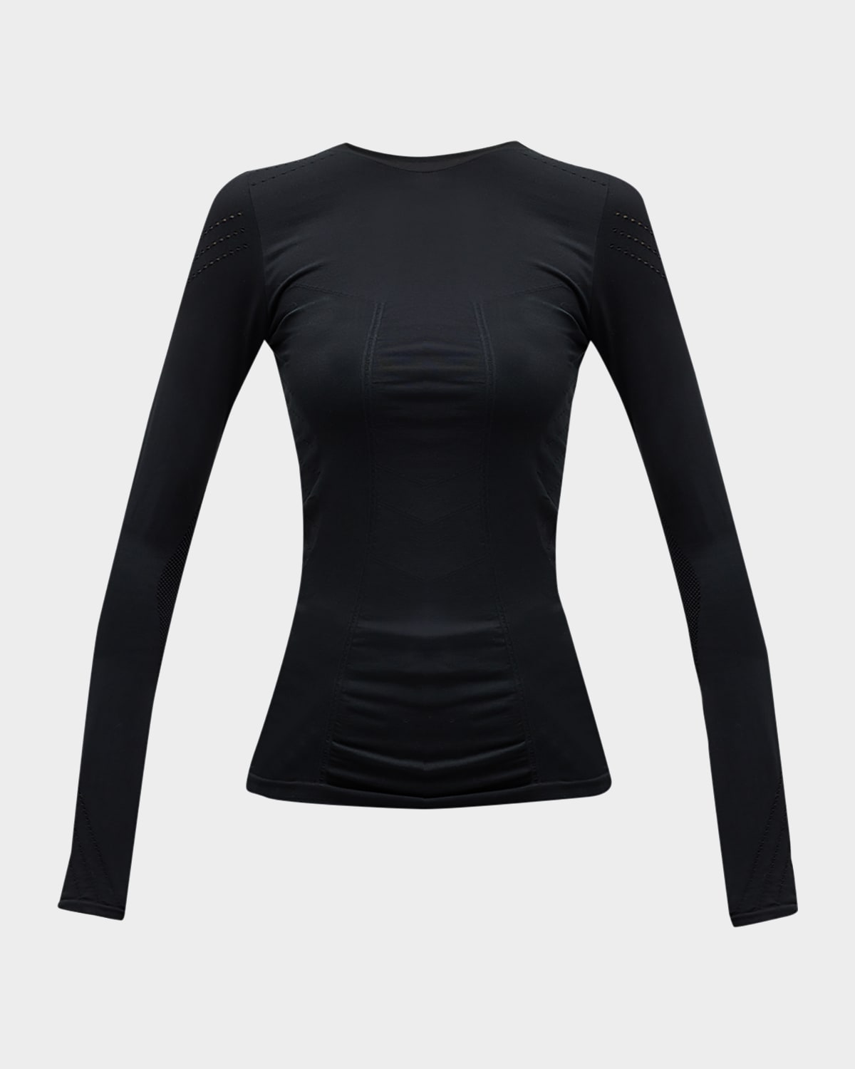 Blanc Noir Magnetic Long-sleeve Mesh Top In Black