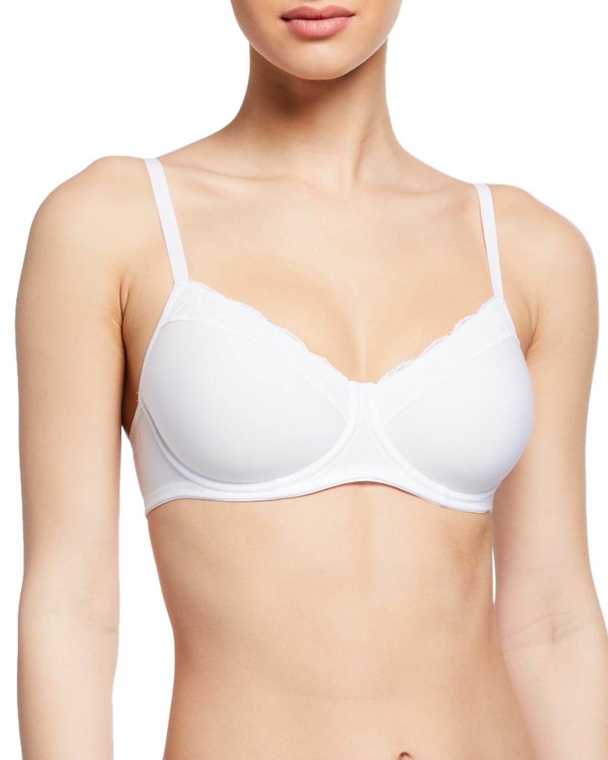 Hanro Cotton Lace Spacer T-shirt Underwire Bra In White