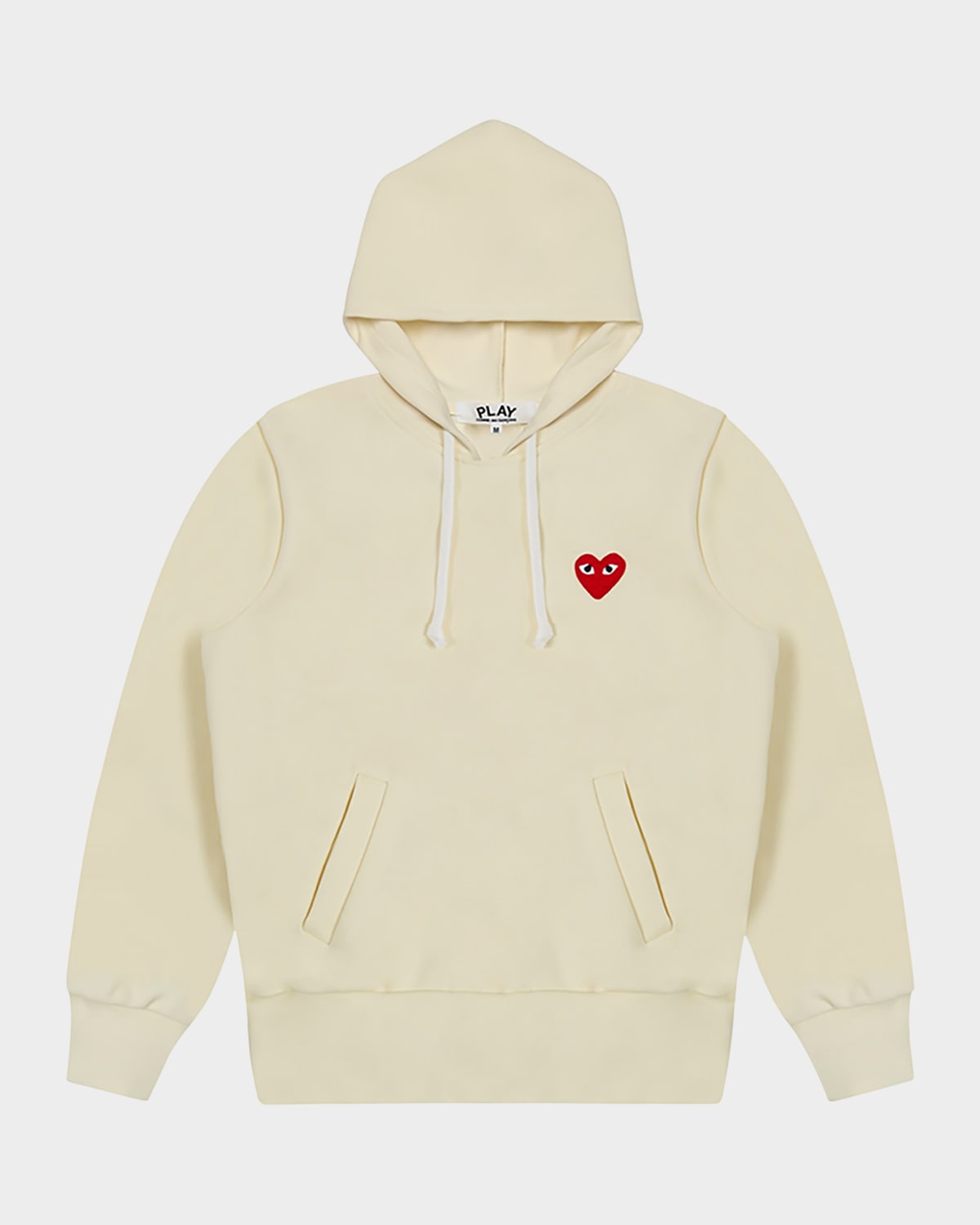 Comme Des Garçons Men's Play Heart Pullover Hoodie In Ivory