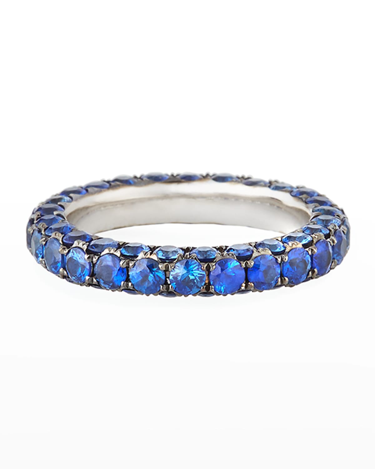 Graziela Gems 18k White Gold Blue Sapphire 3-Sided Ring, Size 7