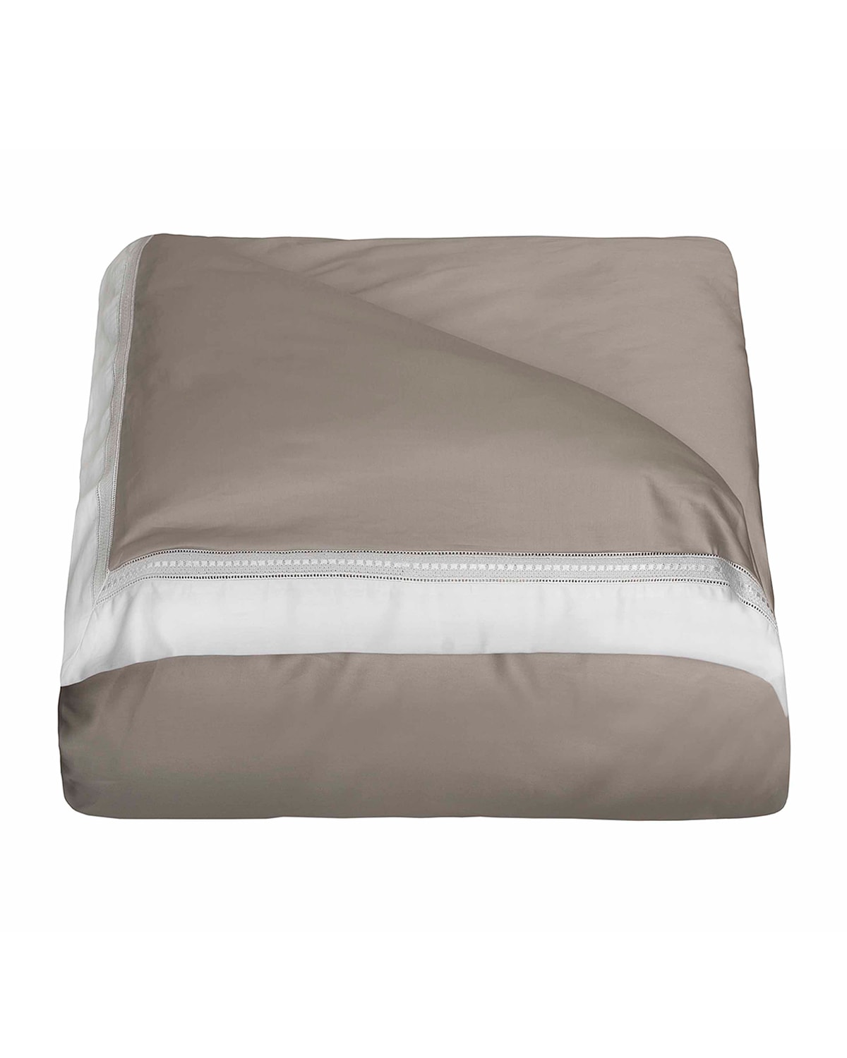 Bovi Fine Linens Devere King Duvet Cover, Taupe/white