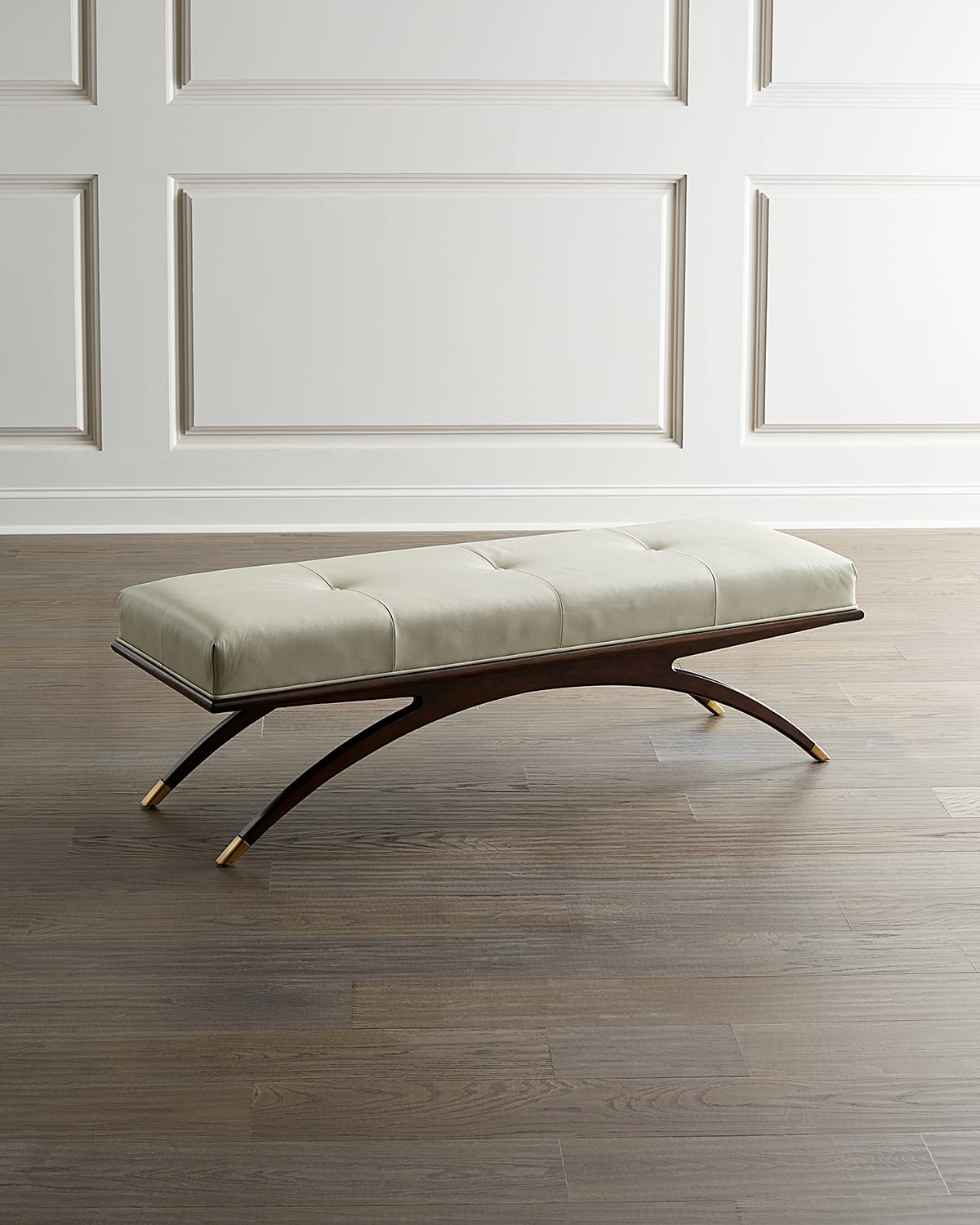 John-richard Collection Euclidean Leather Bench In Gray