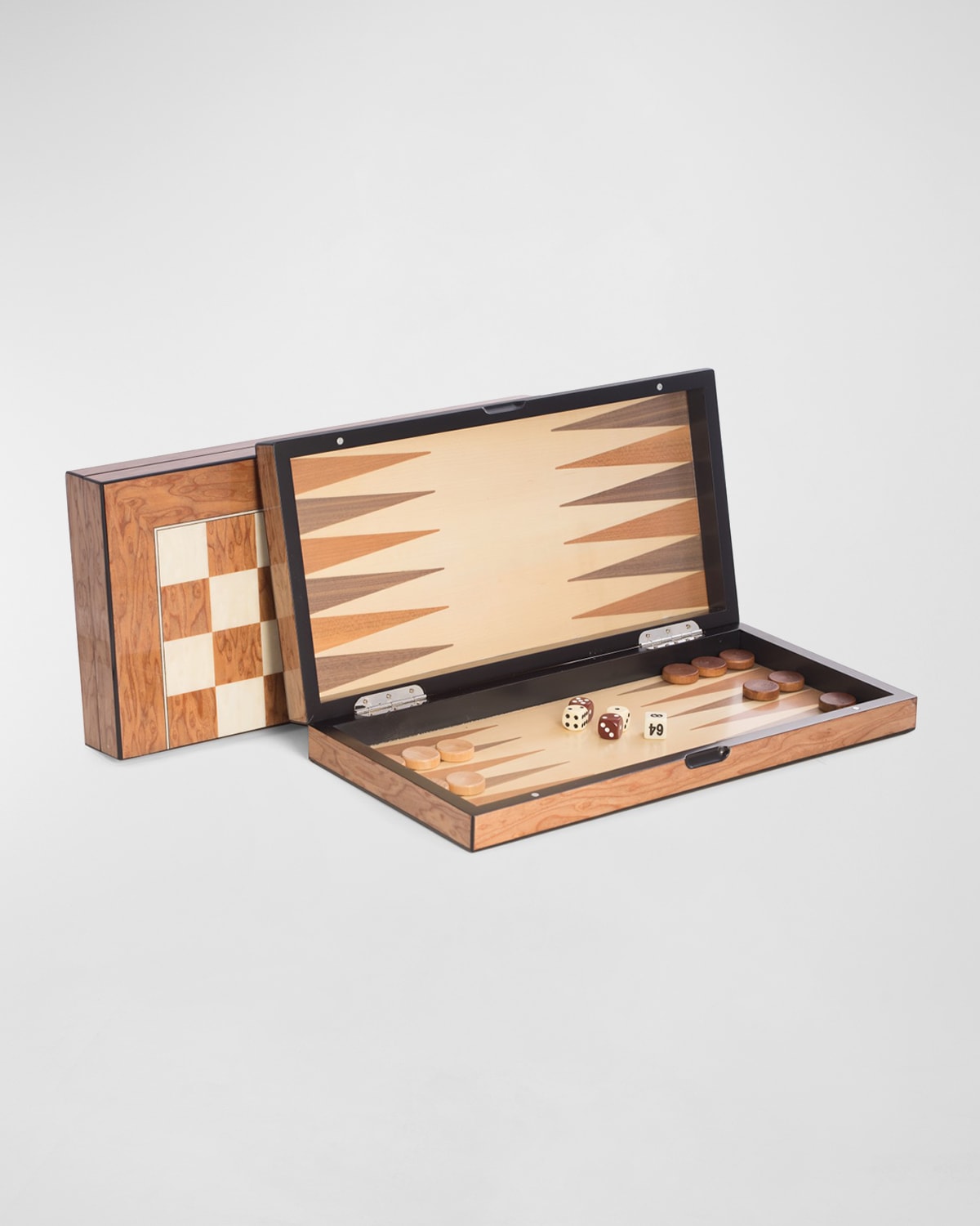 Shop Bey-berk Lacquer-finished Travel Game Set, Brown