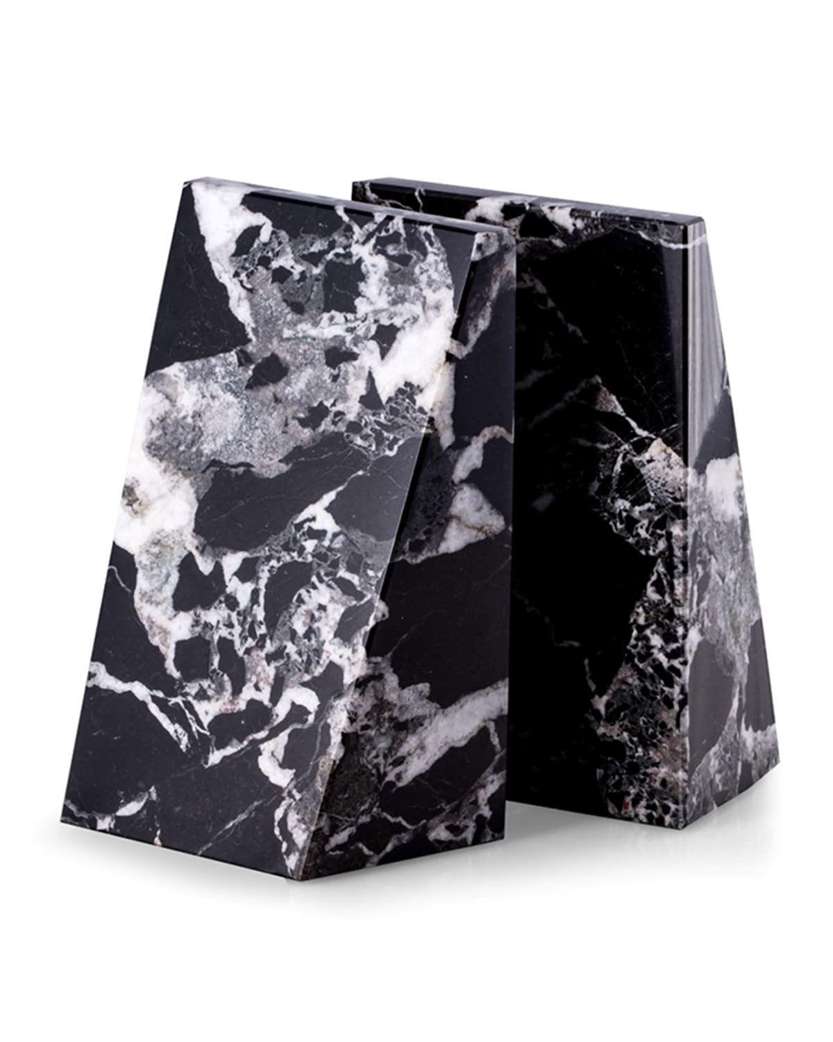 Shop Bey-berk Zebra Marble Wedge Bookend In Black