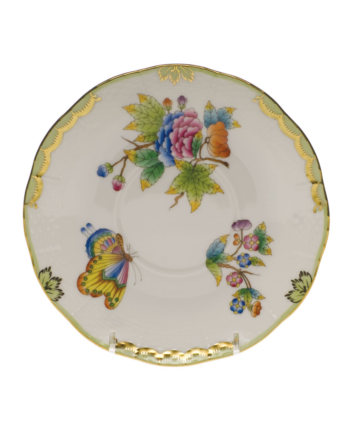 Herend Queen Victoria Covered Bouillon Saucer In Green