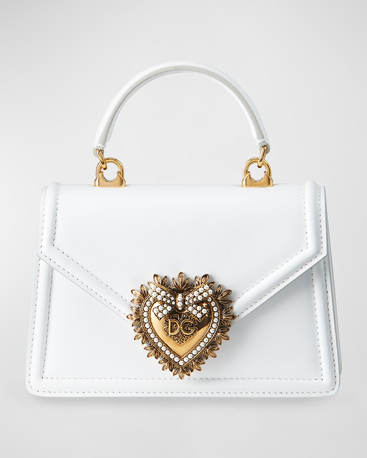 Dolce & Gabbana Devotion Mini Metallic Leather Top-Handle Bag