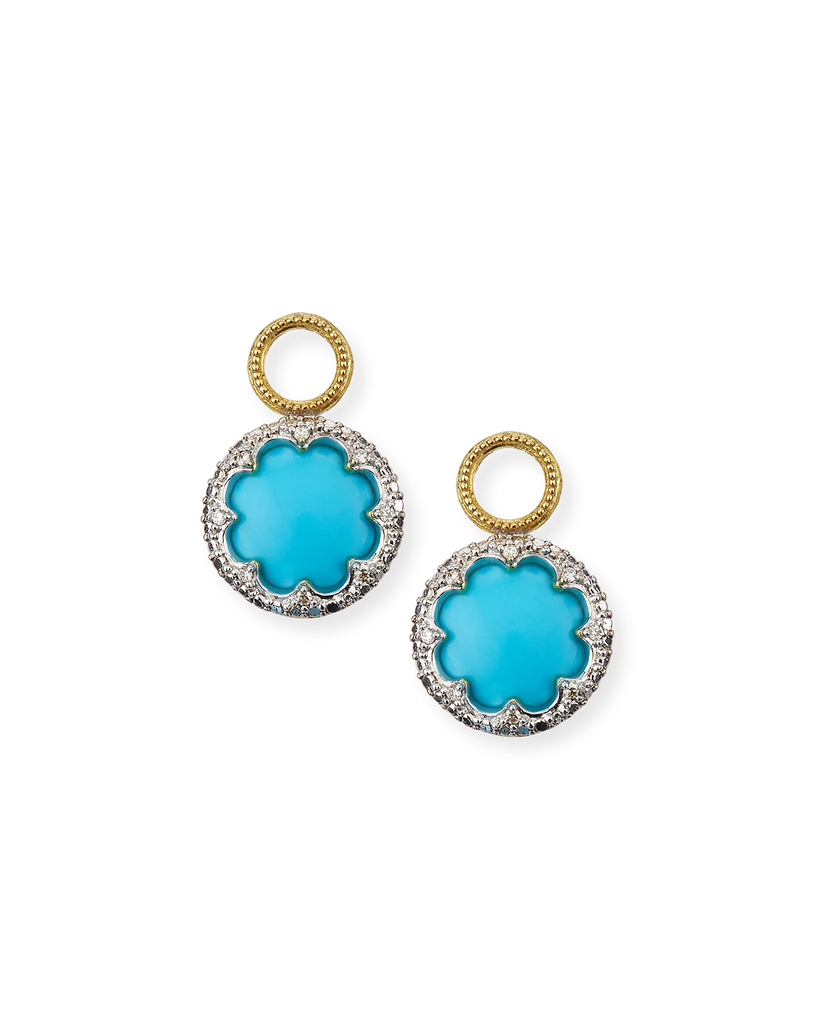 Jude Frances Provence 18k Round Earring Charms W/ Pave, Turquoise
