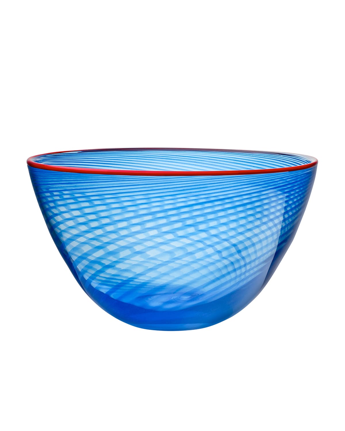 Kosta Boda Small Red Rim Bowl In Blue W/red Rim