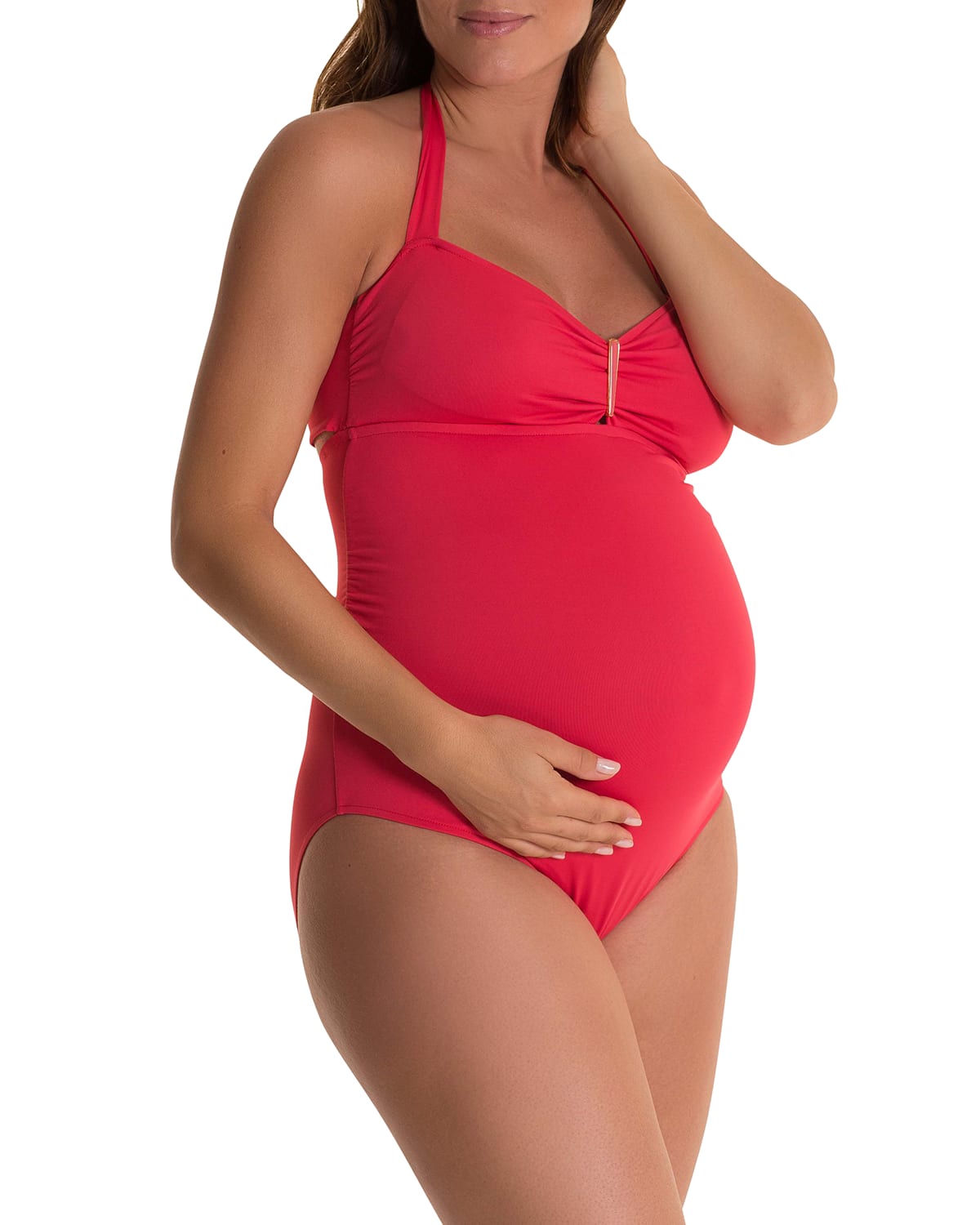 Maternity Halter-Neck Sweetheart One-Piece Swimsuit