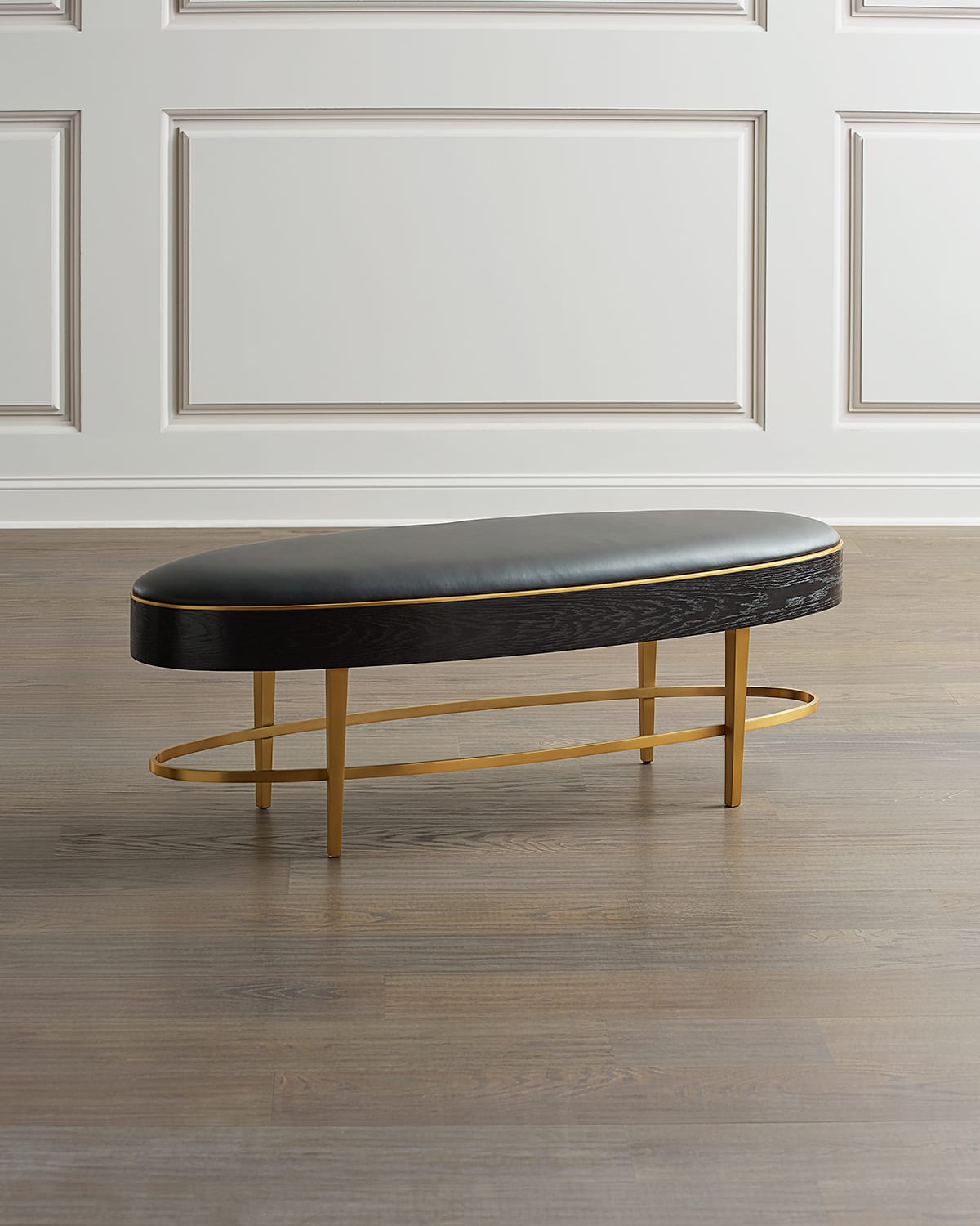 Global Views Ellipse Leather Oval Bench