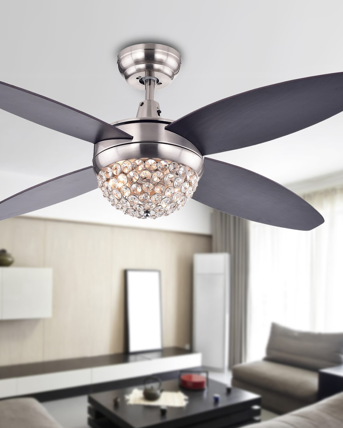 Home Accessories Crystal Dome Fan In Black
