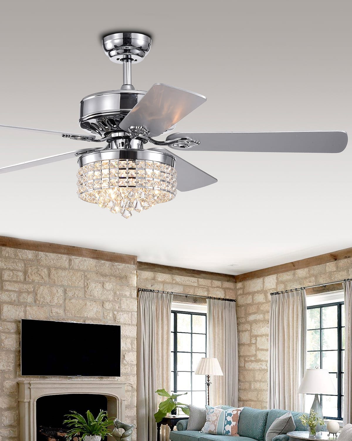 Home Accessories Crystal Dome Chandelier Ceiling Fan