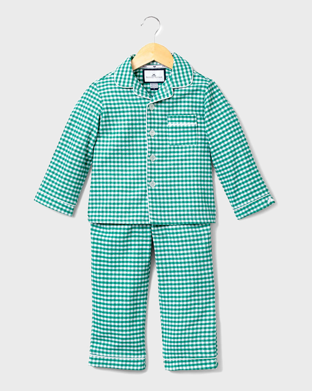 Boy's Gingham Flannel Pajama Set, Size Newborn-12