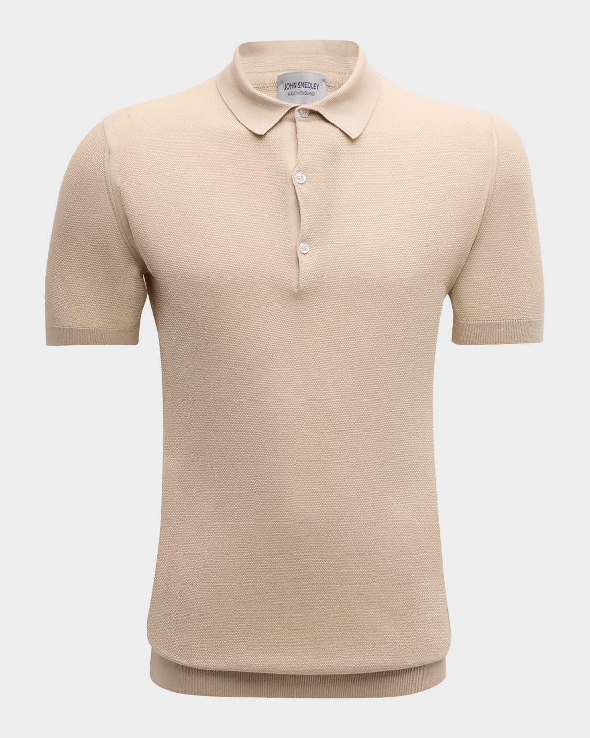 John Smedley Men's Roth Cotton Polo Shirt In Almond