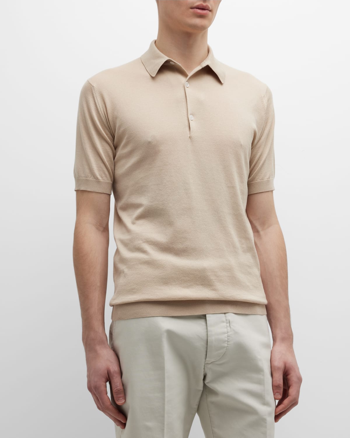 John Smedley Men's Adrian Polo Shirt In Almond