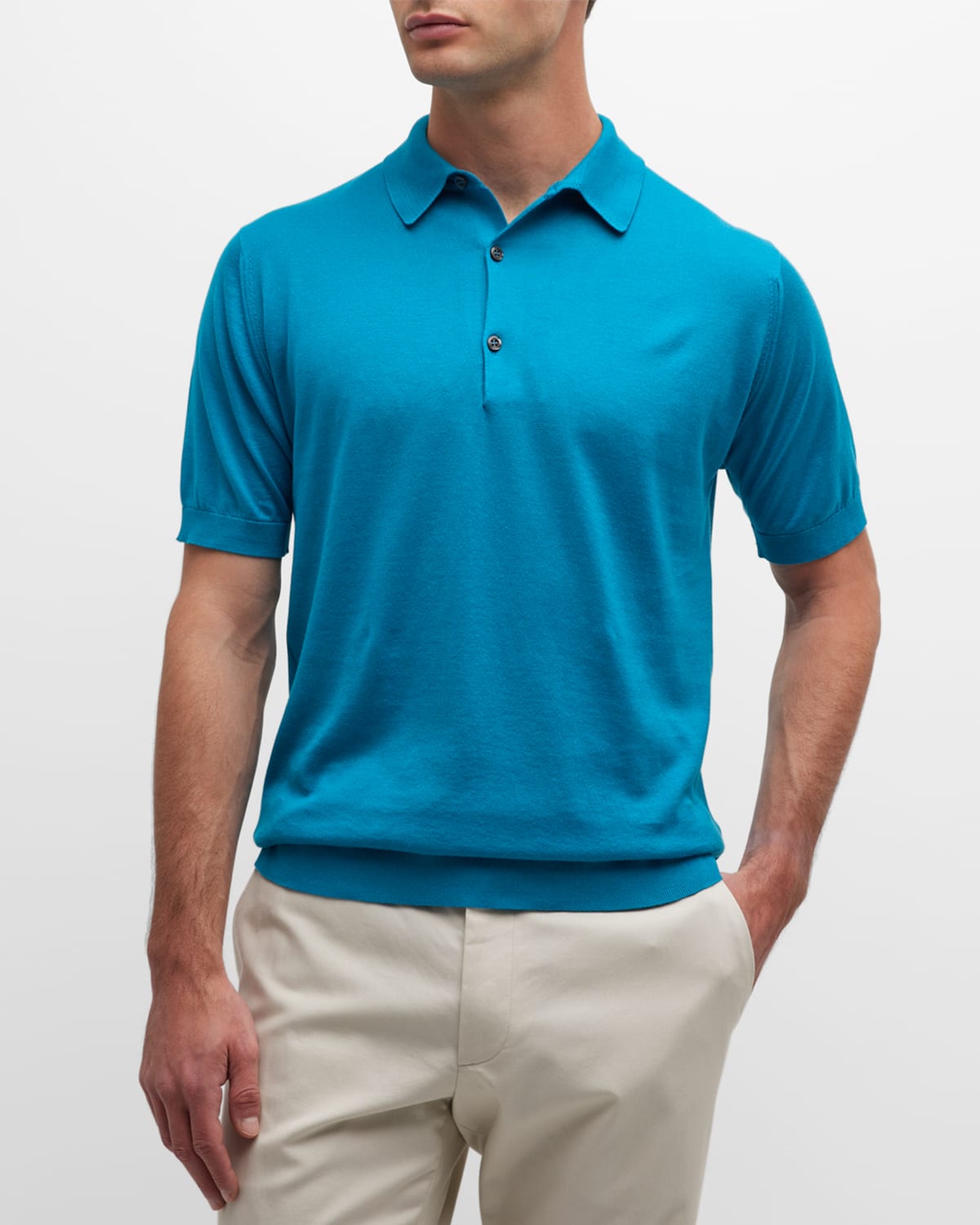 John Smedley Men's Adrian Polo Shirt In Medium Blue