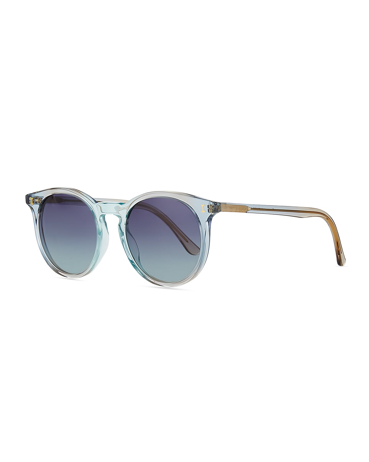 Illesteva Sterling Ii Round Transparent Acetate Sunglasses In Aquamarine / Gray