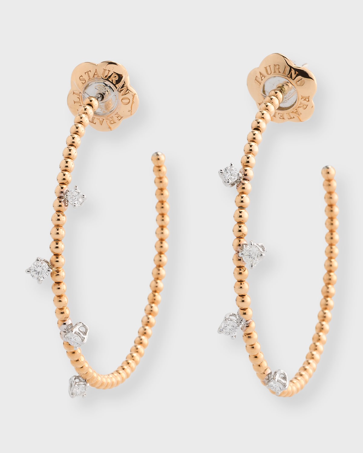Rose Gold Allegra Oval Earrings with Diamonds