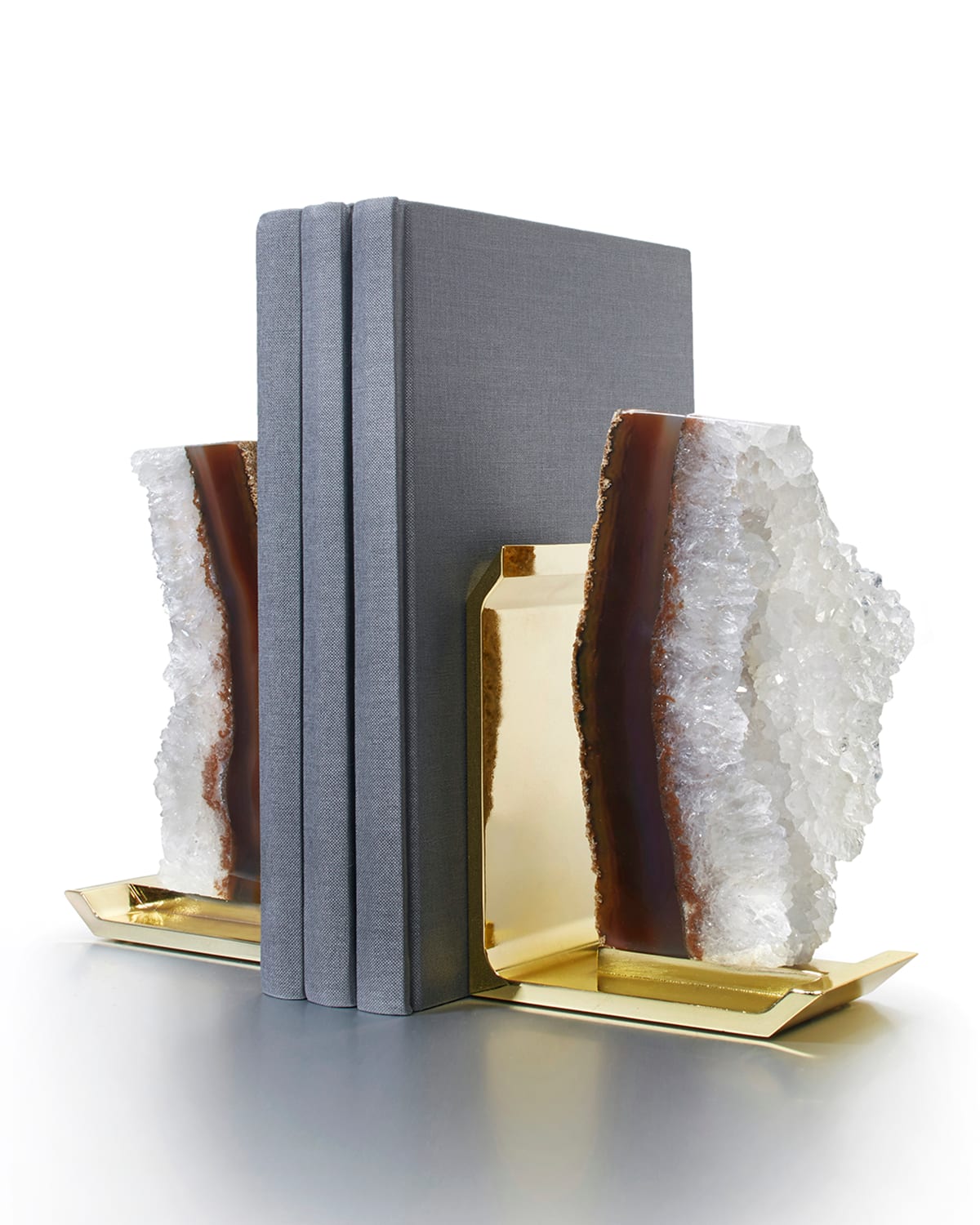 Shop Anna New York Fim Agate Druzy & Natural Brass Bookends In Ntrl Drze Brs