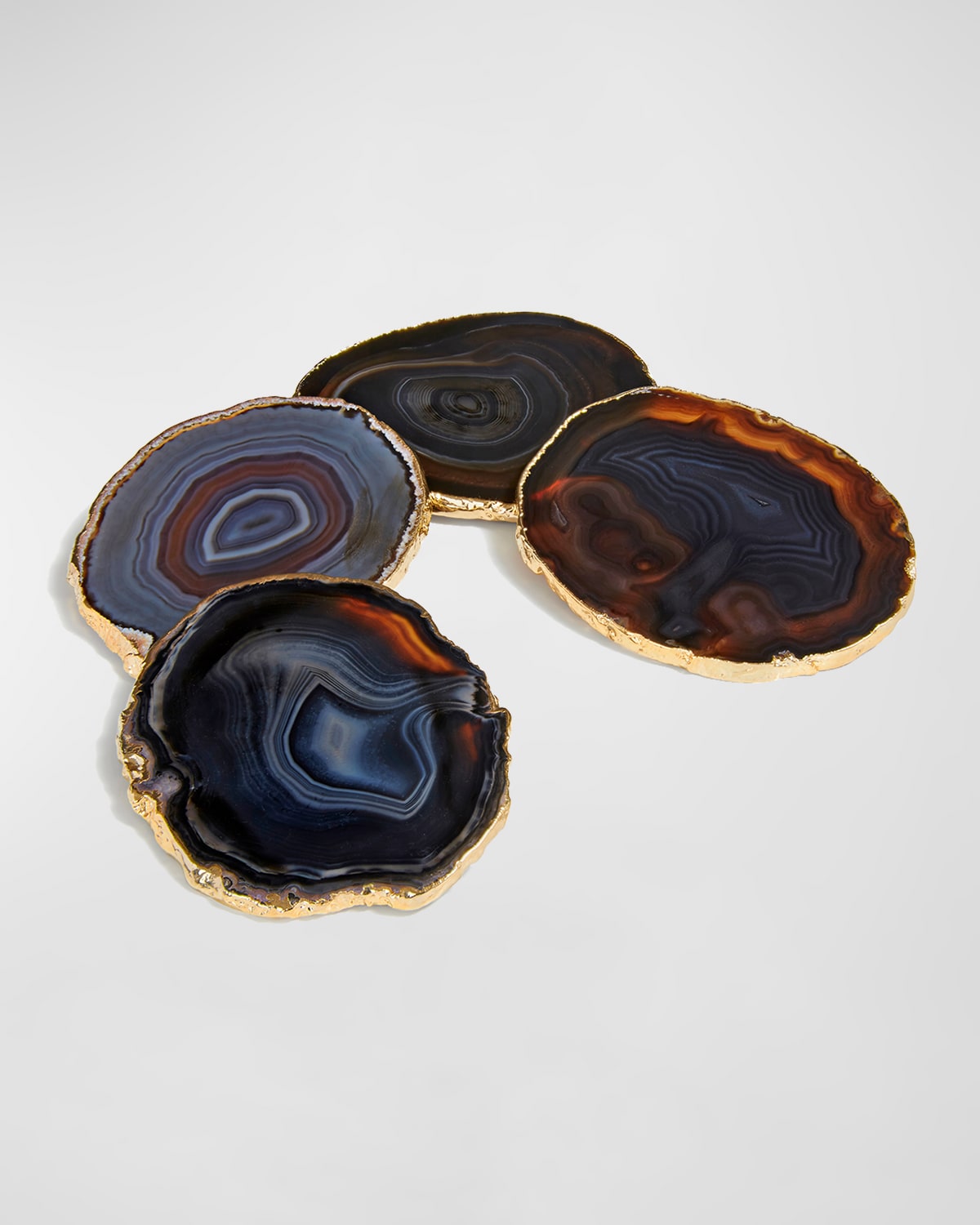 Anna New York Midnight Agate Lumino Coasters, 4-piece Set In Midnight Gld