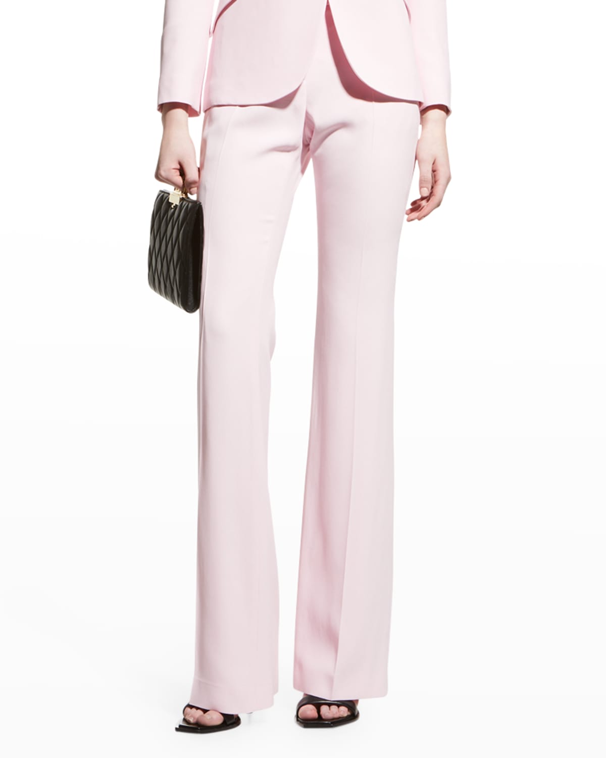 Alexander Mcqueen Leaf Crepe Classic Suiting Pants In Rose