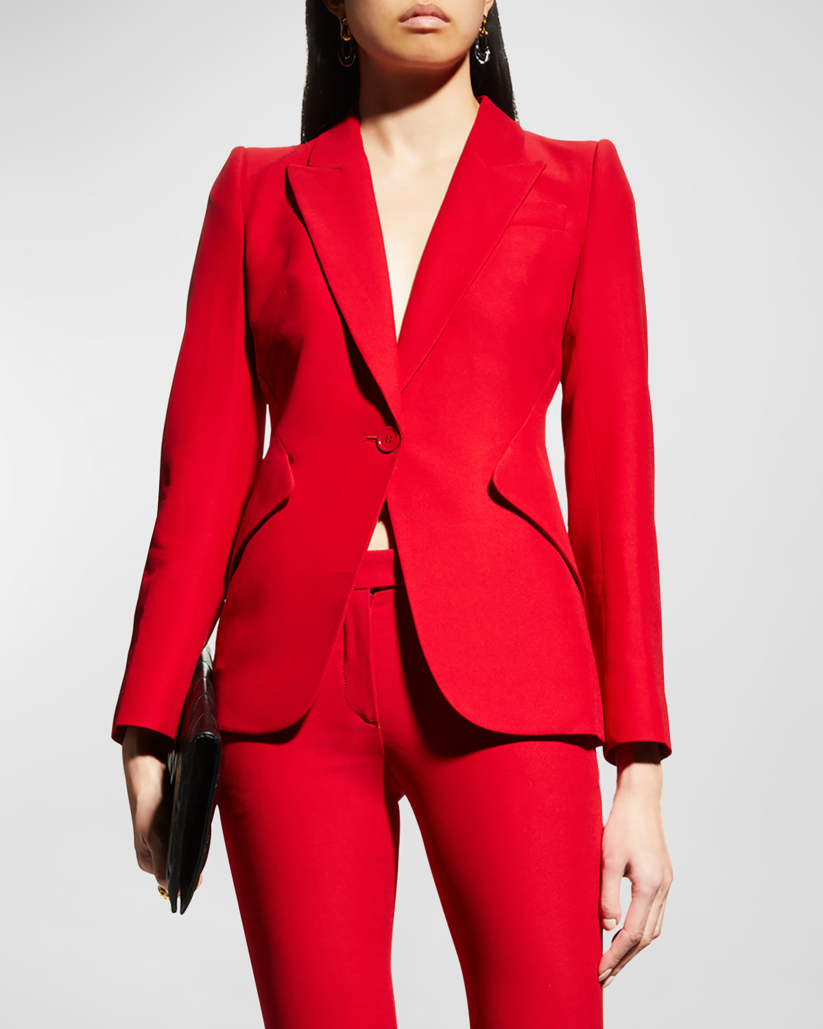 Shop Alexander Mcqueen Classic Single-breasted Suiting Blazer In Red