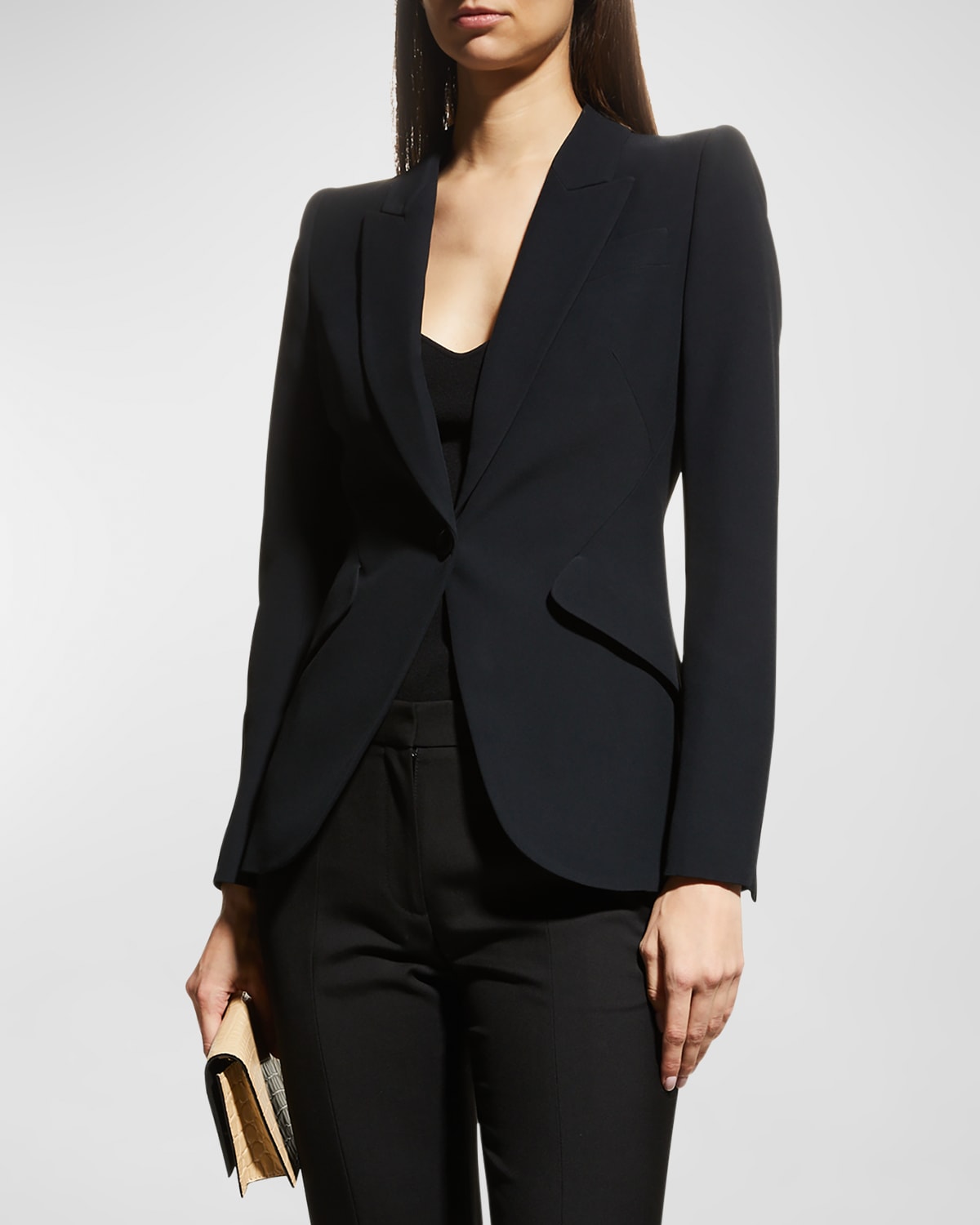 Shop Alexander Mcqueen Classic Single-breasted Suiting Blazer In Black