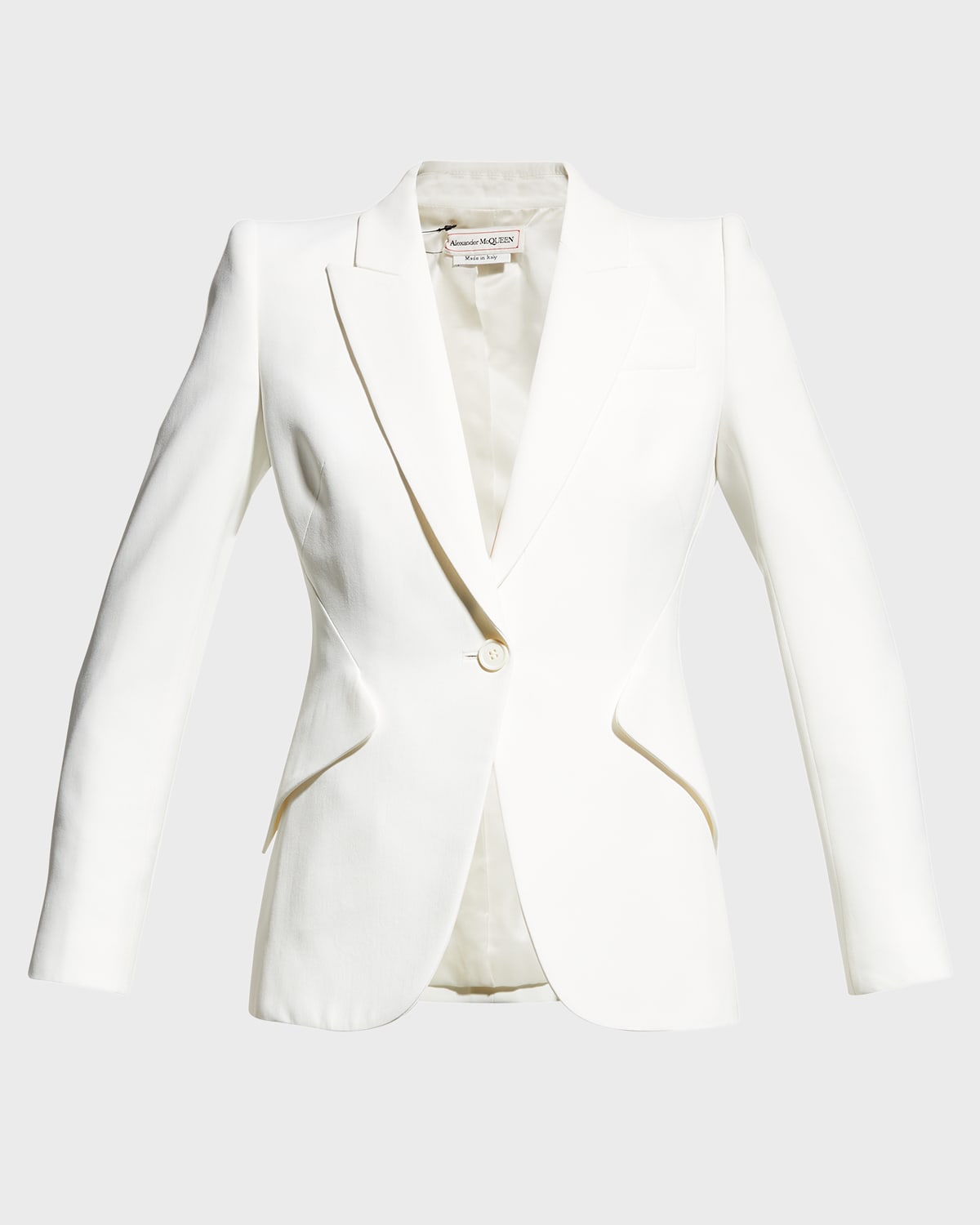Alexander Mcqueen Woman Light Ivory Jacket In Thin Crepe With Pointed Shoulders In Ivory