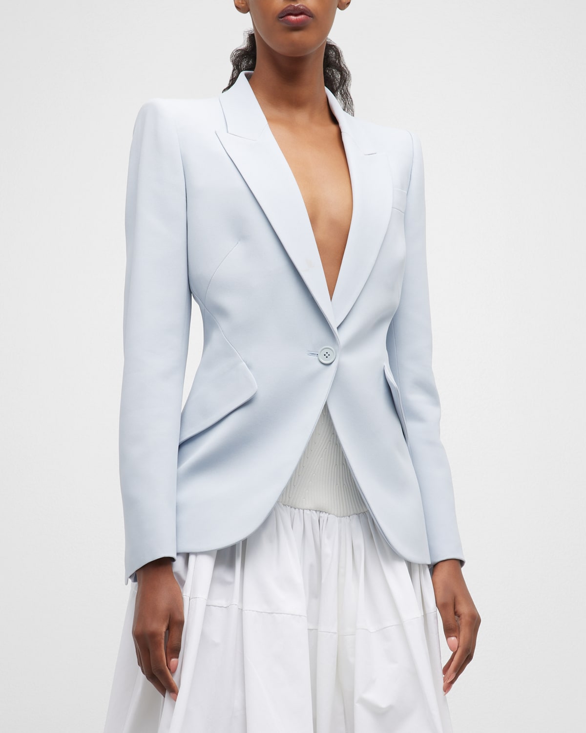 Alexander Mcqueen Classic Single-breasted Suiting Blazer In Nile Sky Blue