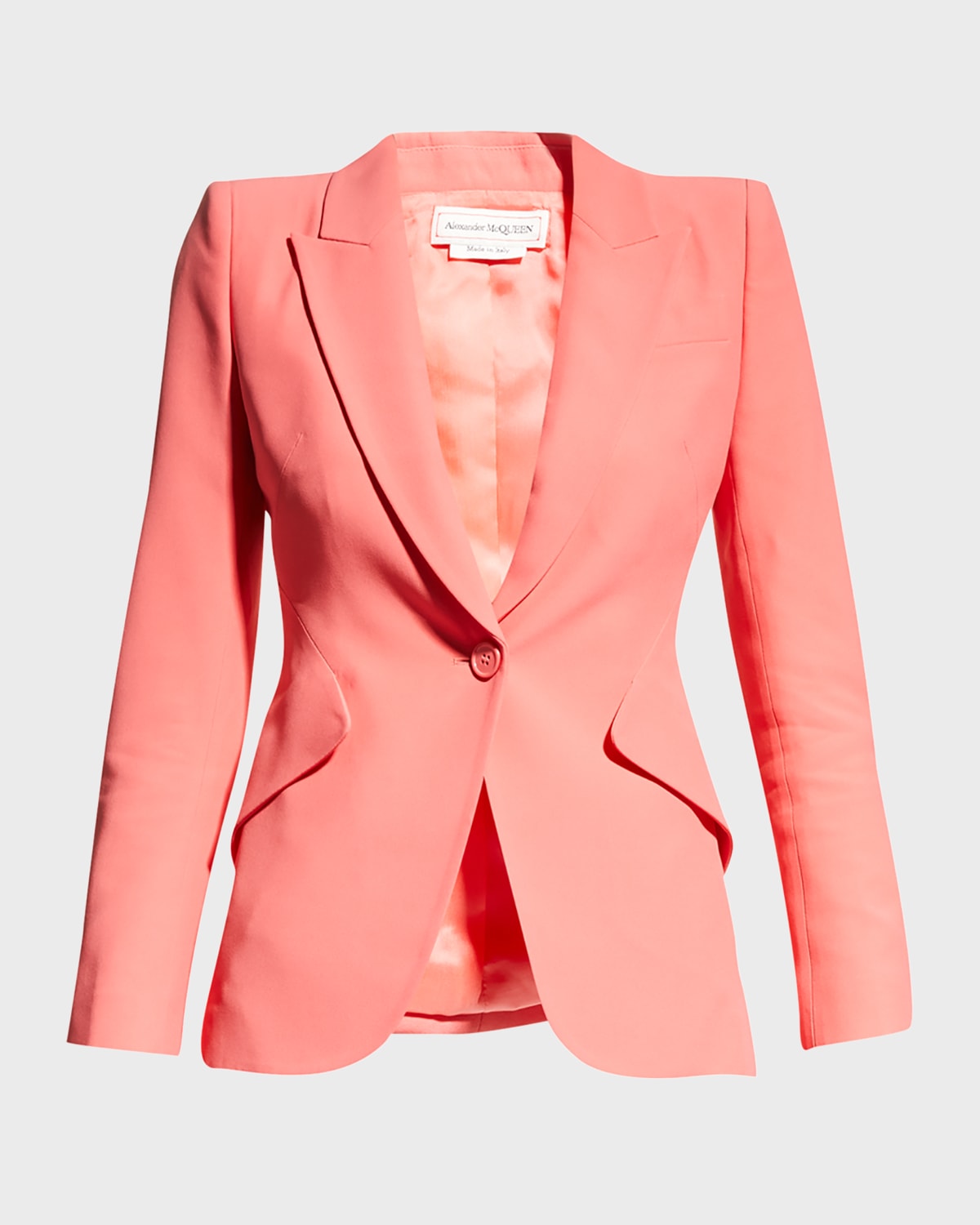 Alexander Mcqueen Classic Single-breasted Suiting Blazer In Coral