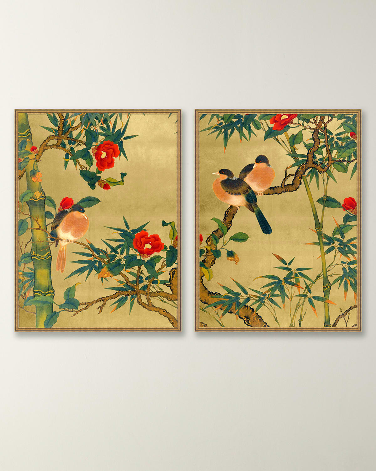 Wendover Art Group Bamboo Garden Birds Giclee Wall Art, Set Of 2