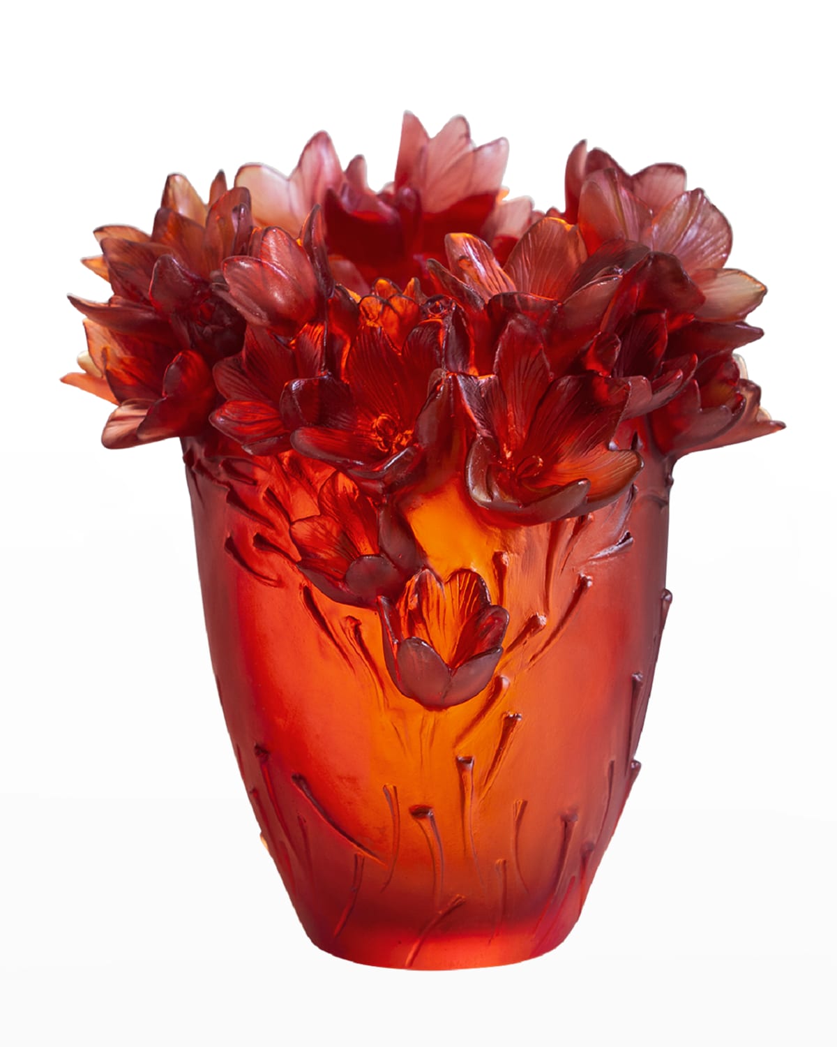 Shop Daum Safran Vase, Large In Orange/red