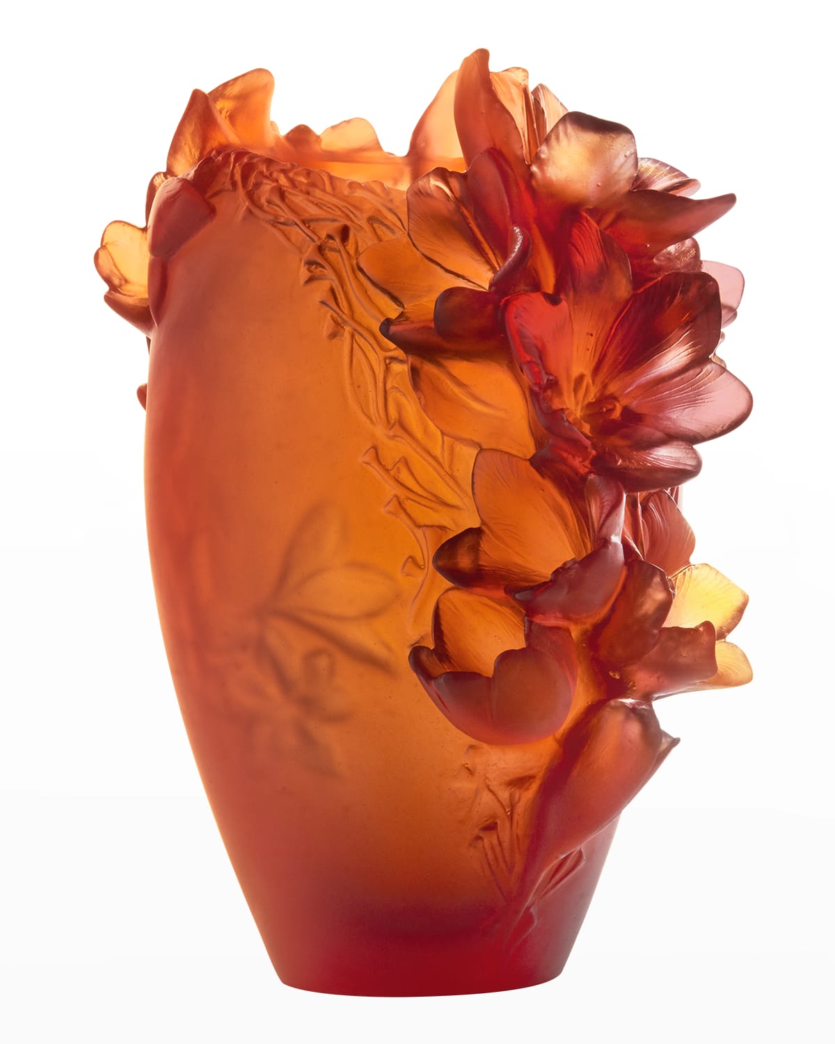 Shop Daum Safran Vase, Medium In Orange/red