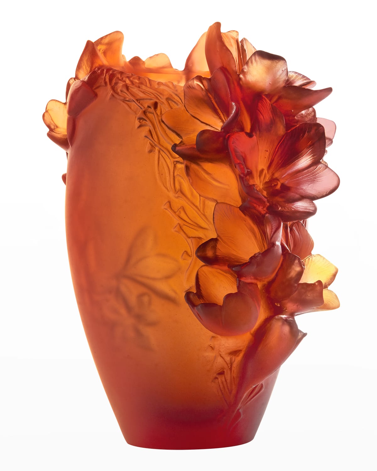 Daum Safran Vase, Medium In Orange/red
