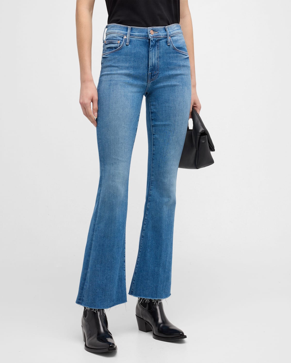 Shop Mother The Weekender Fray Flare Jeans In A Groovy Kind Of Love