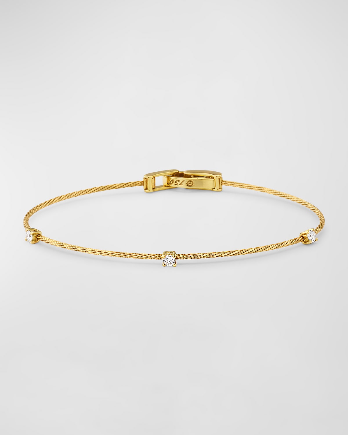 18K Yellow Gold 3 Diamond Rope Bracelet
