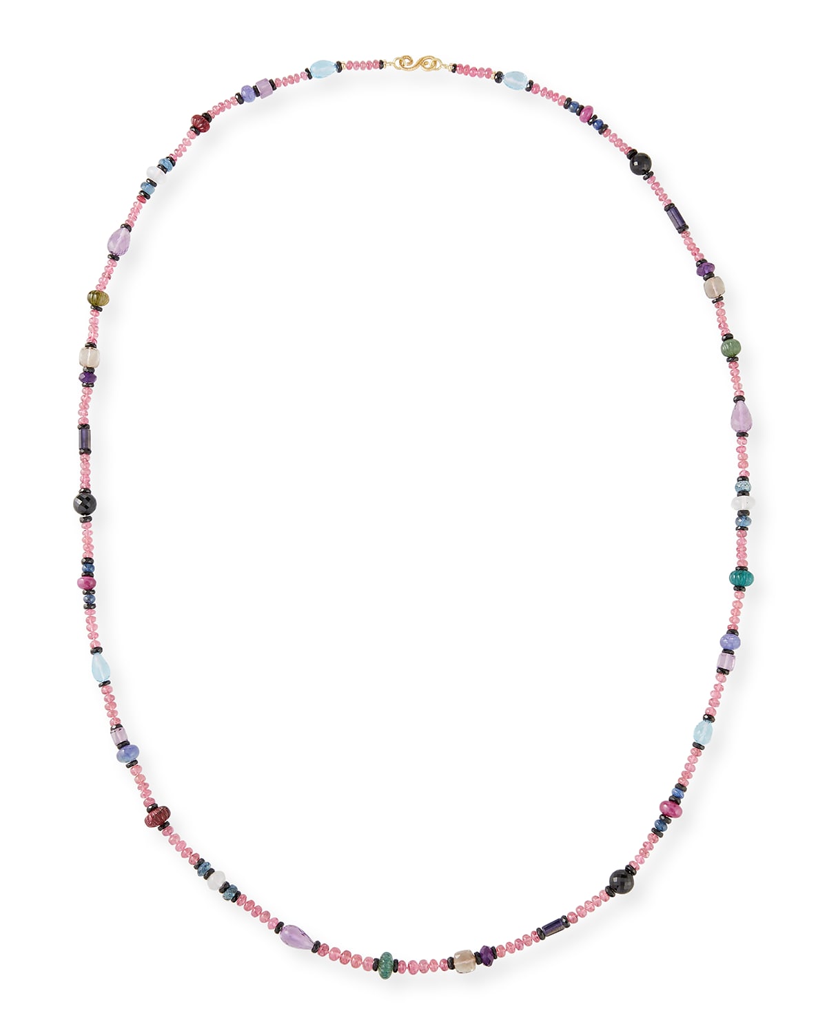 Long Pink Spinel Mixed-Stone Necklace, 36"L