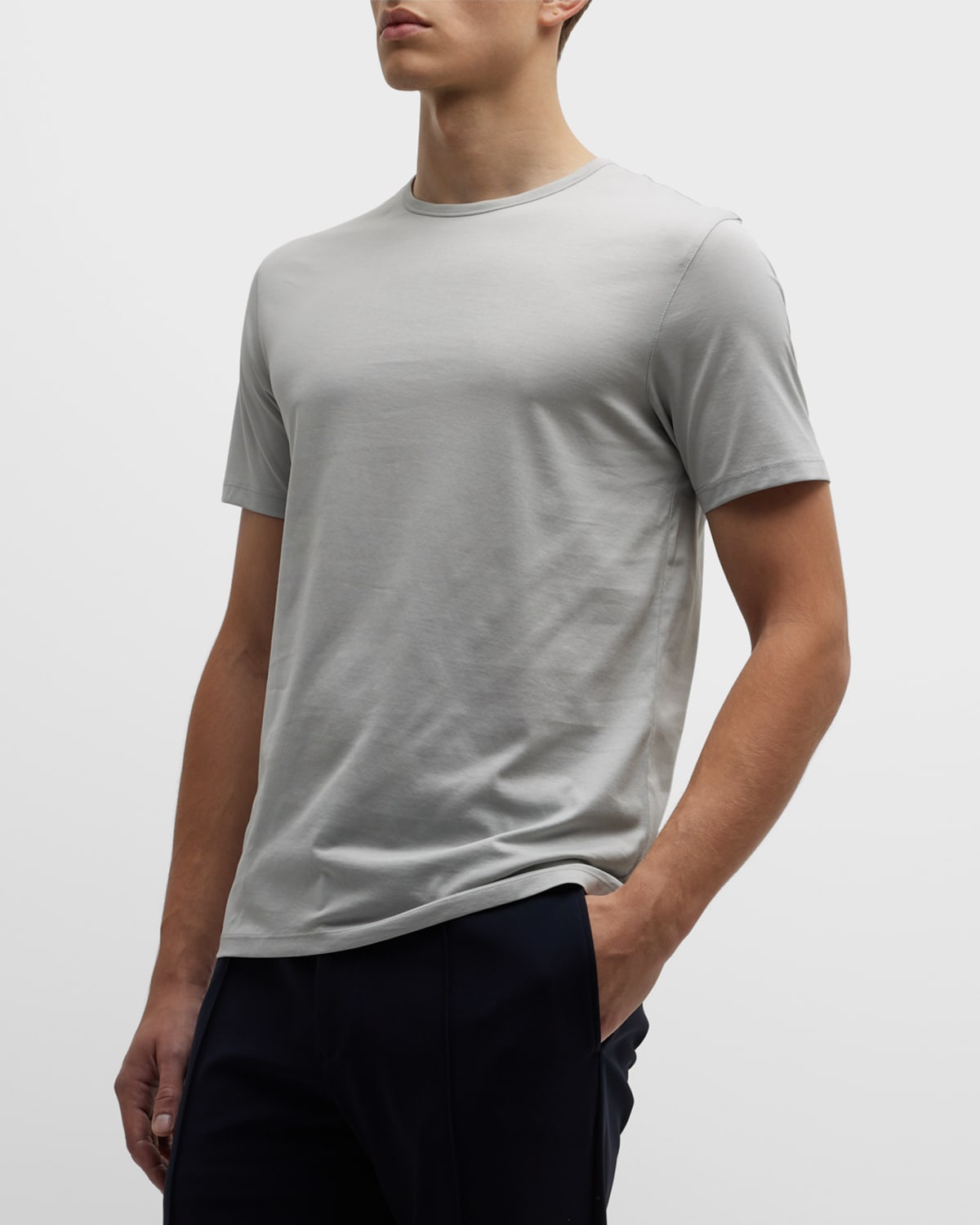 Theory Men's Precise Luxe Cotton Short-sleeve Tee In Gravity