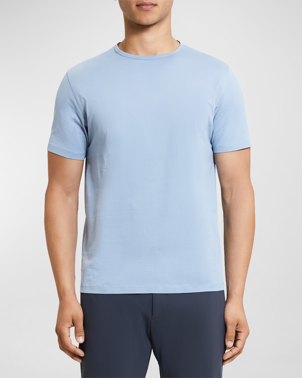 Theory Men's Precise Luxe Cotton Short-sleeve Tee In Heron