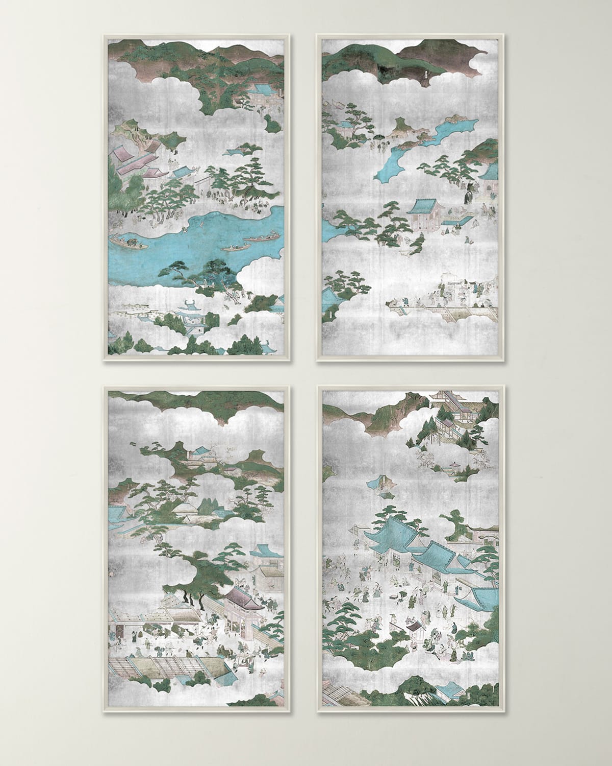 Wendover Art Group Kyoto Screen Giclee Art Canvases, Set Of 4 In White