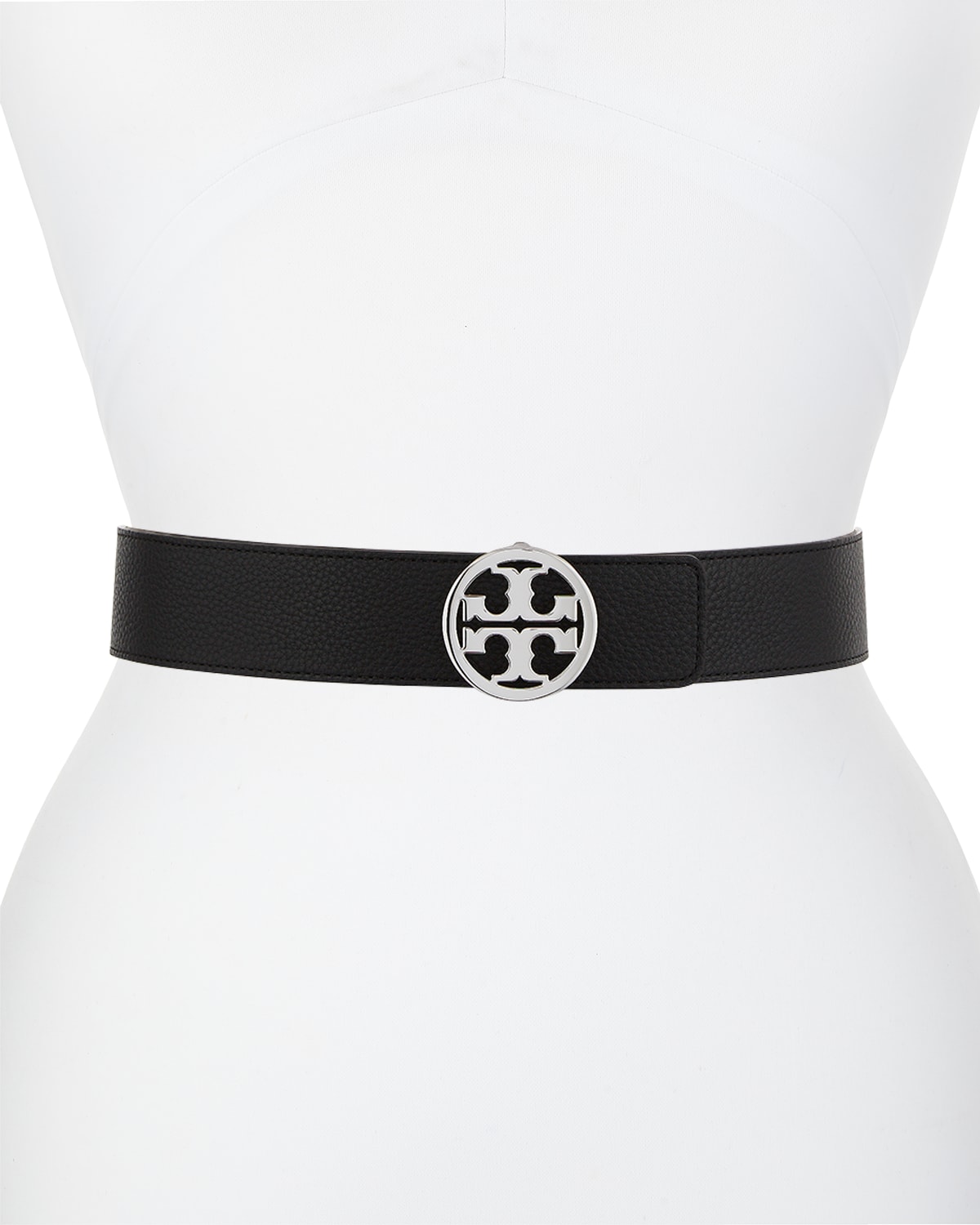 Shop Tory Burch Reversible 1.5" Logo-buckle Belt In Black Tan Silver