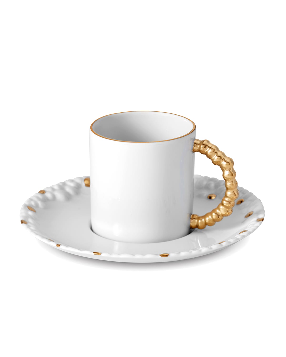 L'objet Haas Mojave 2-piece 24k Gold & Porcelain Espresso Cup & Saucer Set In Gold